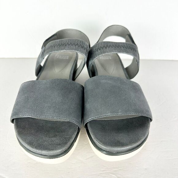 Eileen Fisher Somer Sport Platform Sandal Size 10 NEW Silver Metallic Suede - Picture 4 of 7